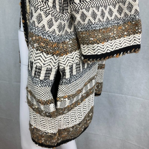 NWT Chicos Cardigan‎ Womens Sz 1 US M Ivory Brown Wool Texture Sweater Jacket - Picture 4 of 9